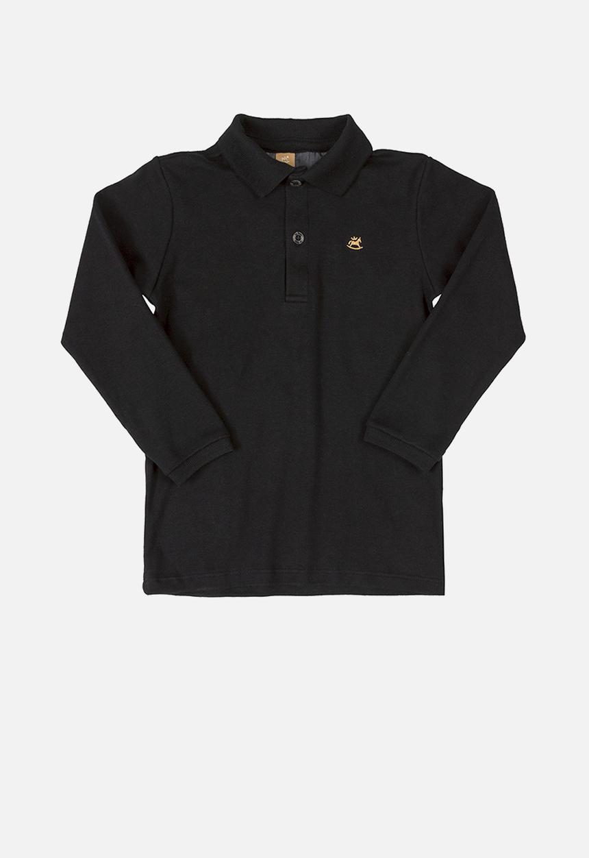 UP Baby - Boys soft jersey cotton polo shirt - black