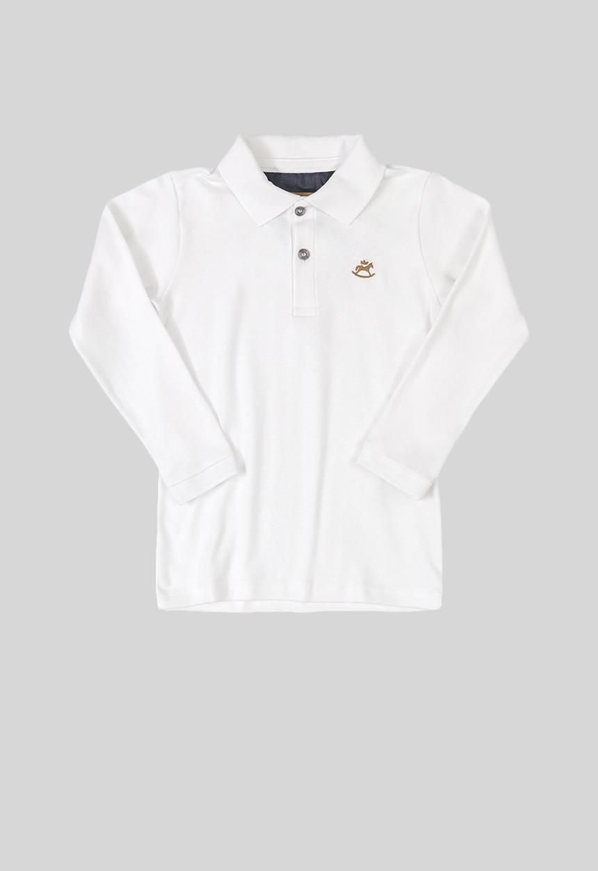 UP Baby - Boys soft jersey cotton polo shirt - white
