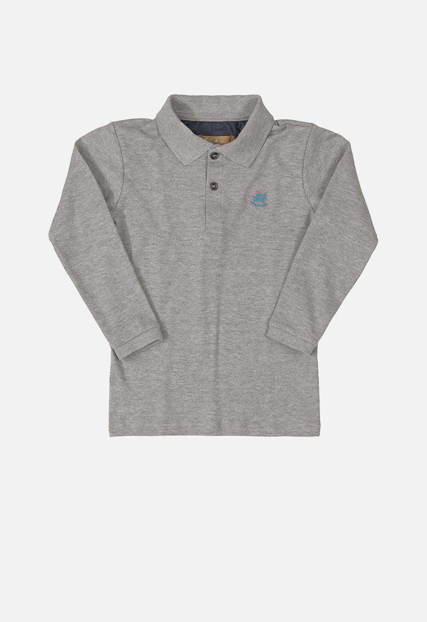 UP Baby - Boys soft jersey cotton polo shirt - grey