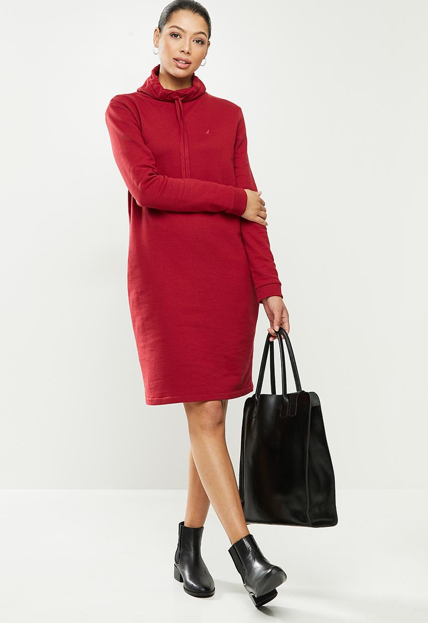 POLO - Dani high neck lounge dress - red