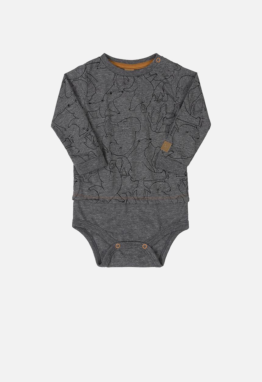 UP Baby - Baby boys printed babygrow - grey