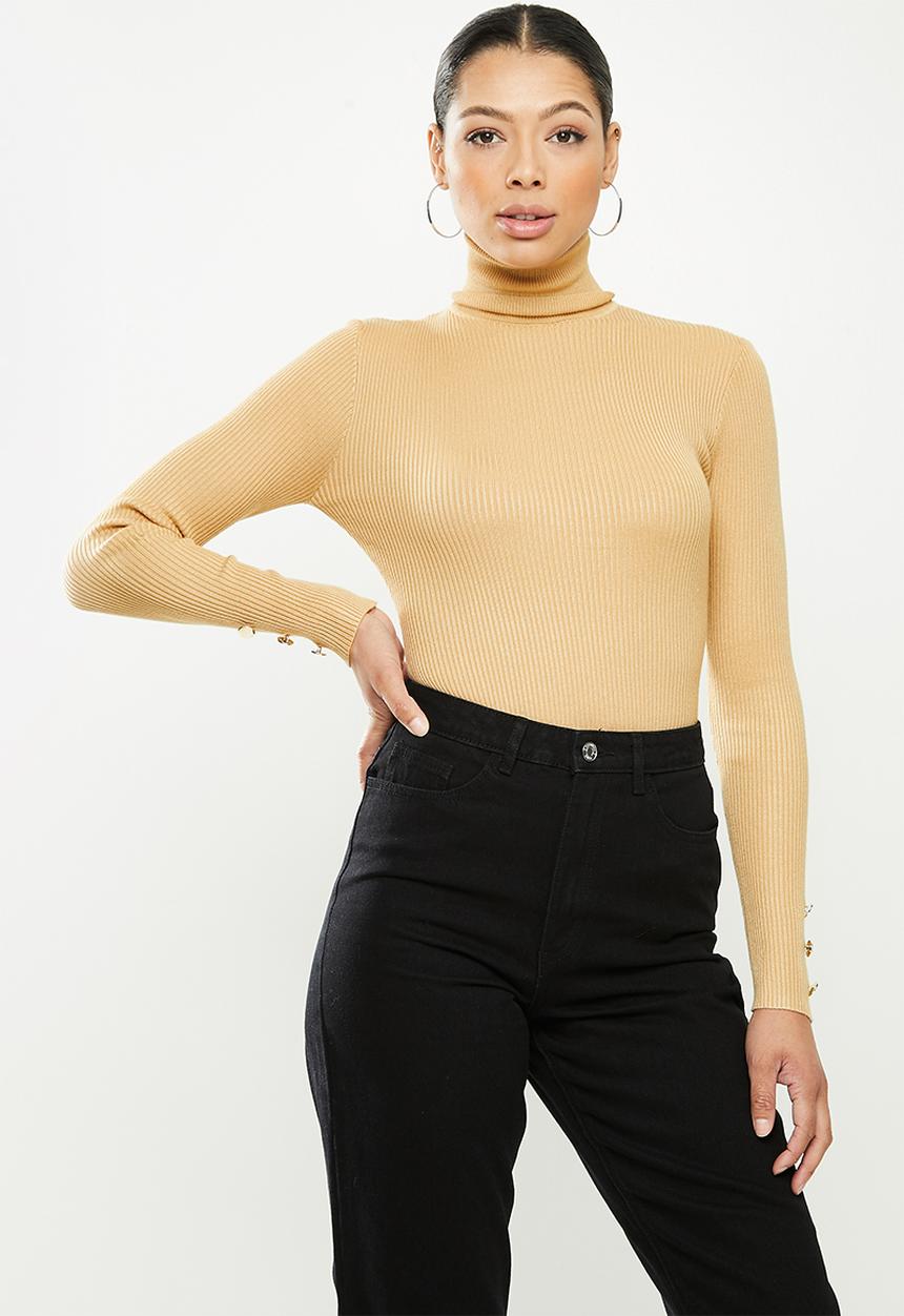 Missguided - Roll neck bodysuit - camel