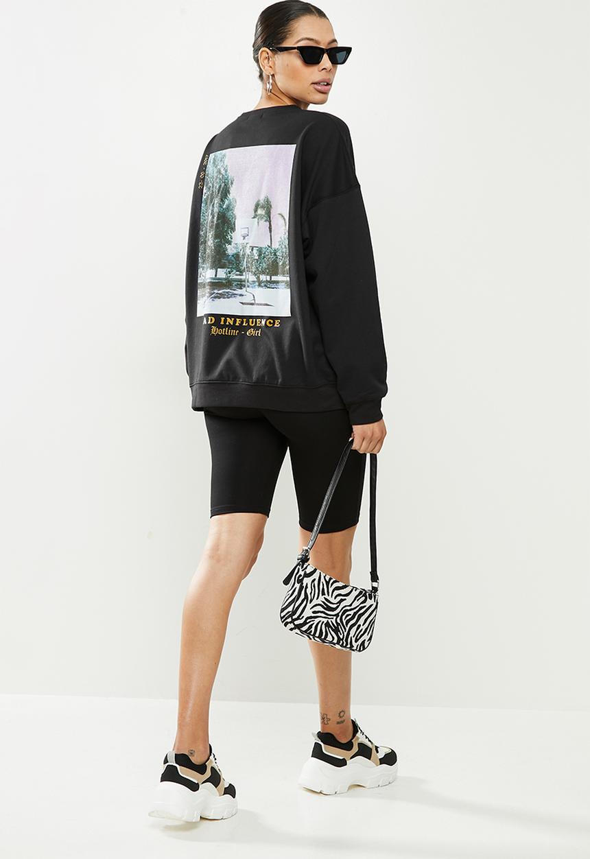 Missguided - Bad influence graphic sweatshirt - black