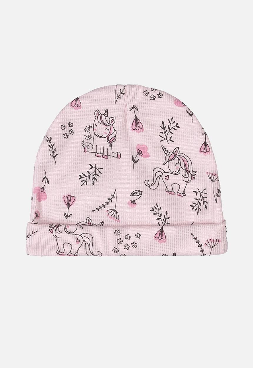 UP Baby - Girls bodysuit, printed pants & beanie set - white