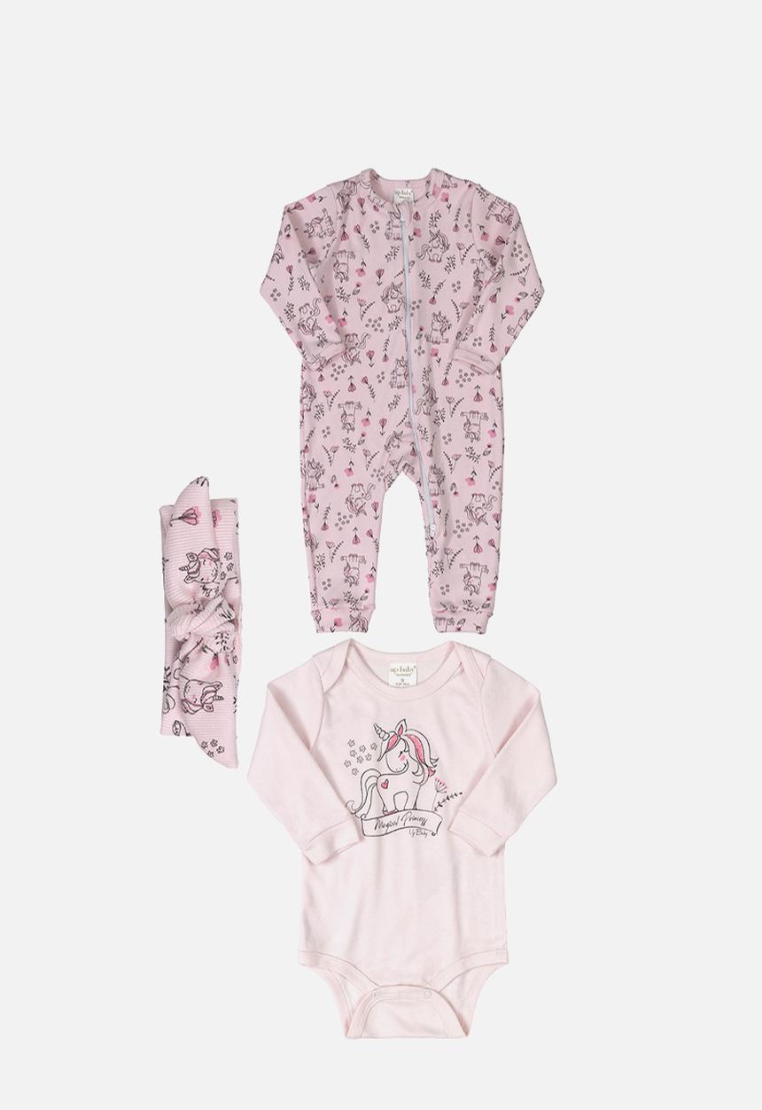 UP Baby - 3 piece babygrow & headband set - pink