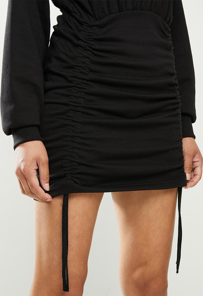 Missguided - High neck ruched sweater dress - black