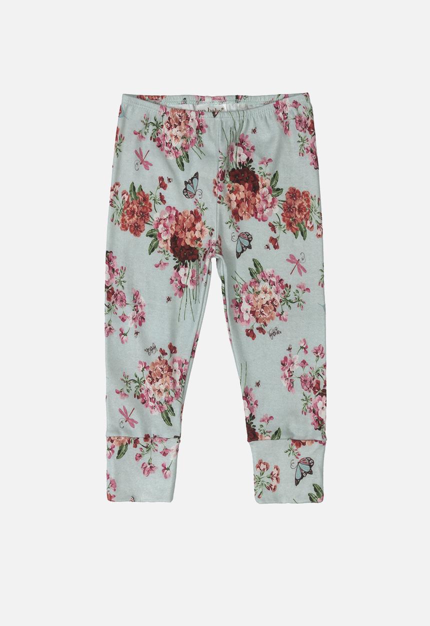 UP Baby - Girls floral pants - light blue