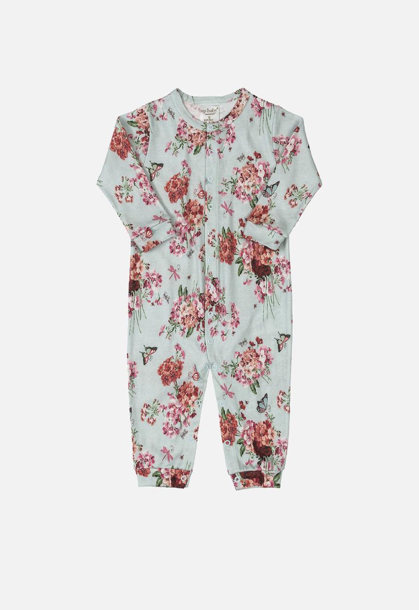 UP Baby - Girls floral romper - light blue
