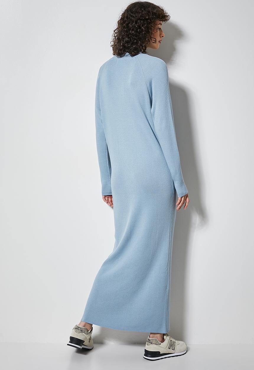 Superbalist - Organic cotton poloneck knitwear dress - light blue