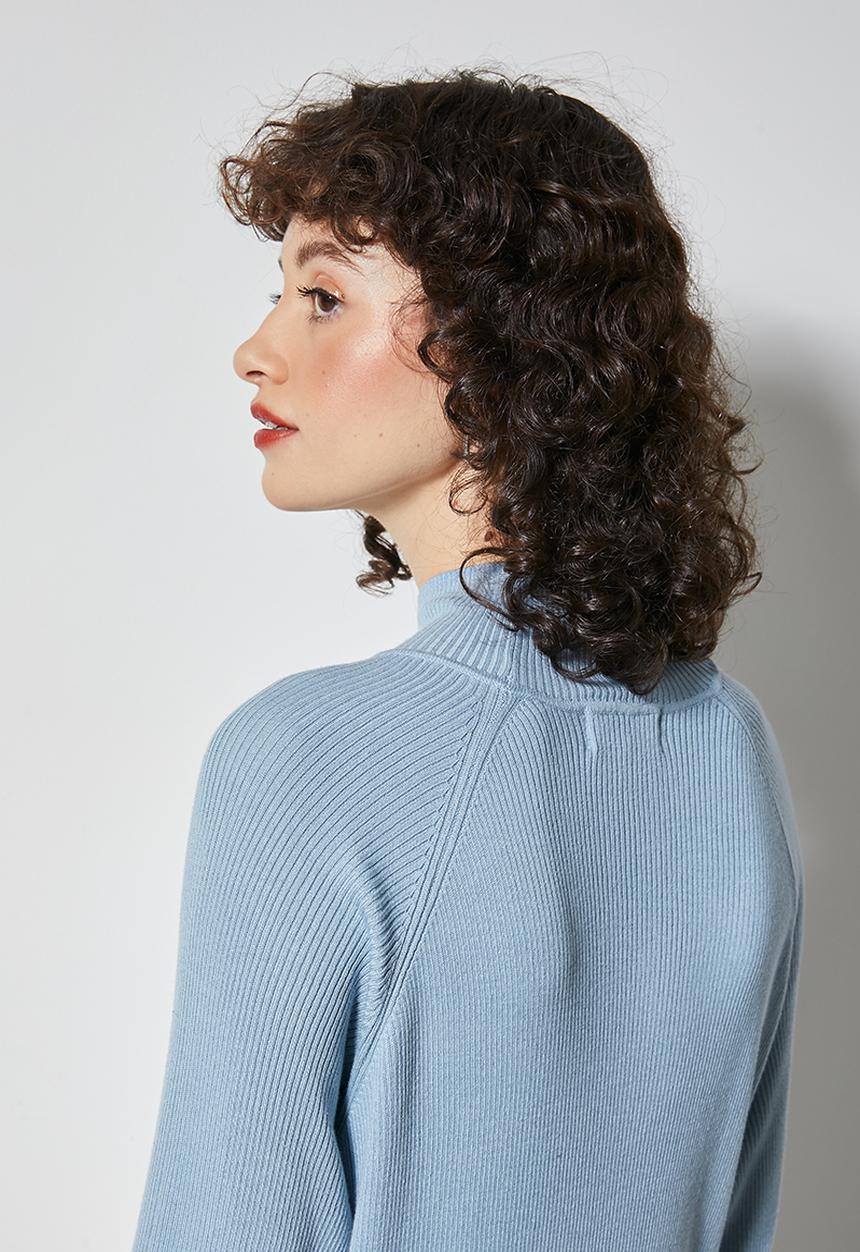 Superbalist - Organic cotton poloneck knitwear dress - light blue