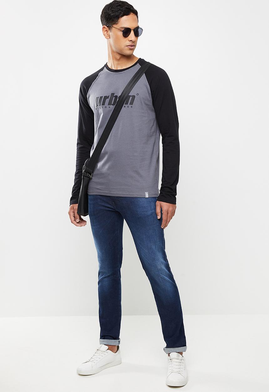 urban° - Mens urban long sleeve Raglan T-shirt - grey