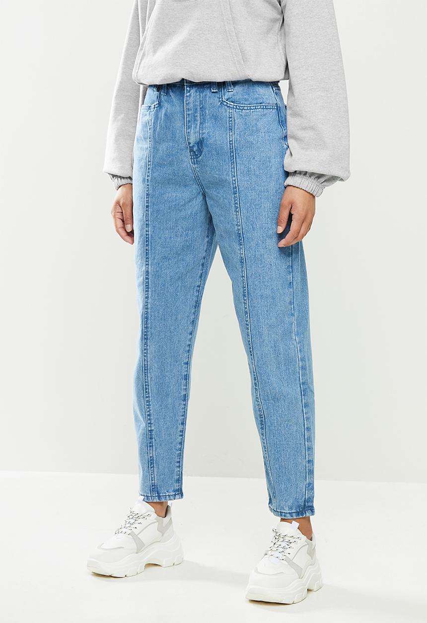Missguided - Wide leg tapered seam detail jean - blue