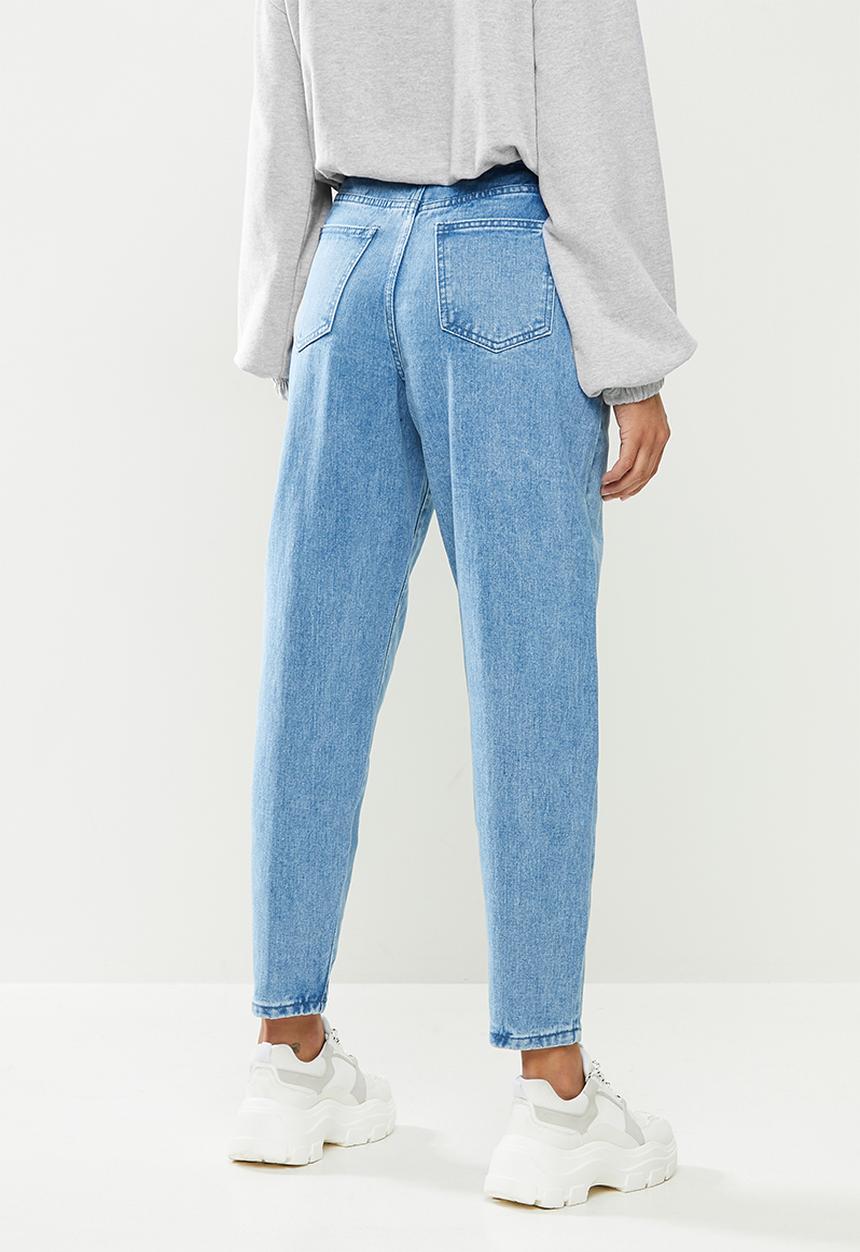 Missguided - Wide leg tapered seam detail jean - blue