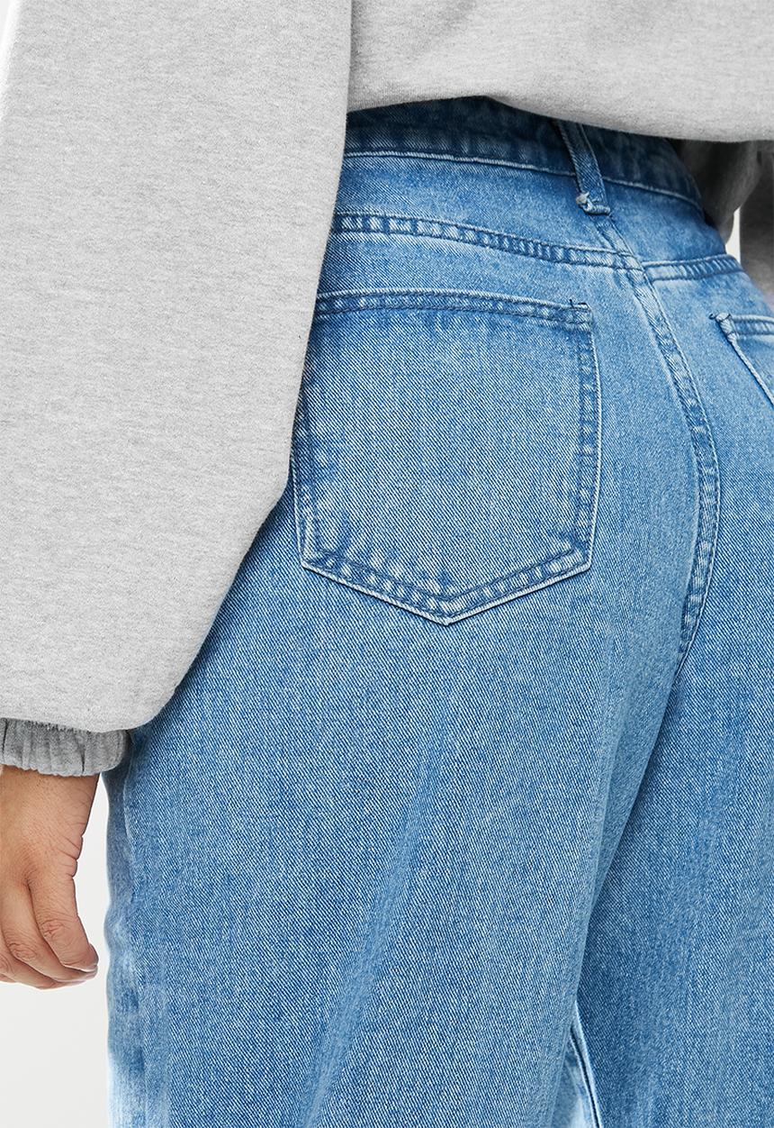 Missguided - Wide leg tapered seam detail jean - blue