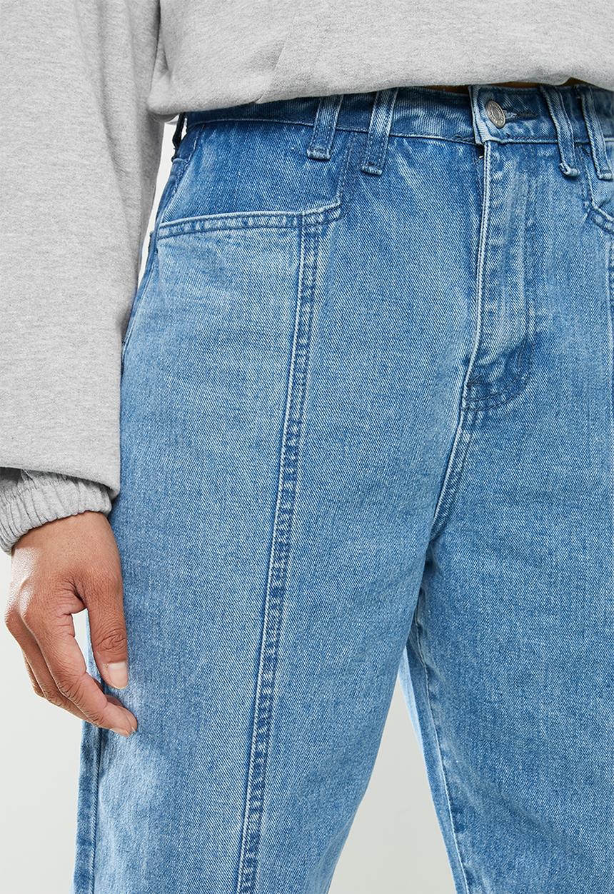 Missguided - Wide leg tapered seam detail jean - blue