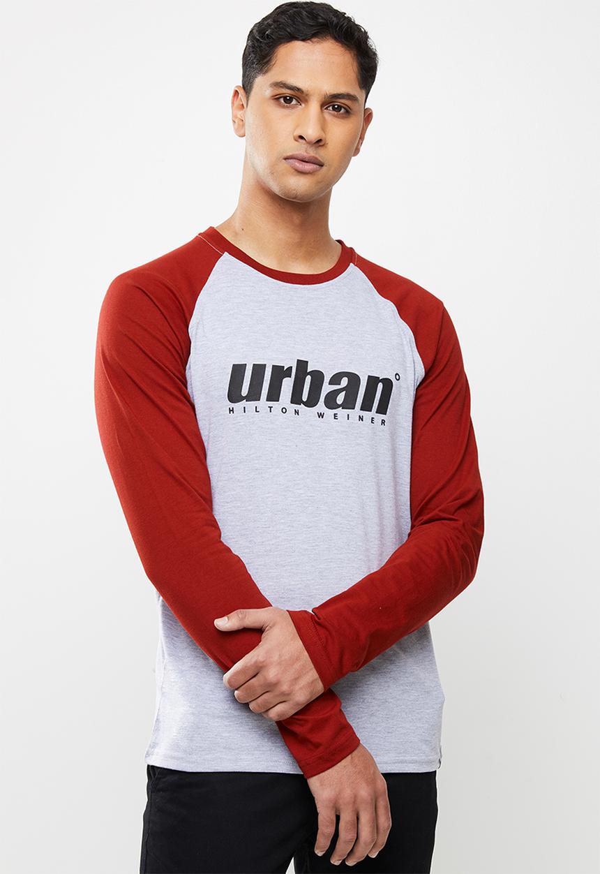 urban° - Mens urban ls raglan T-shirt - grey melange