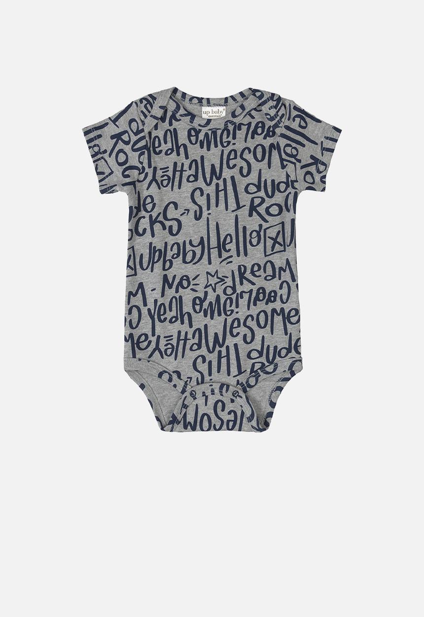 UP Baby - Baby boys printed bodysuit - grey & navy