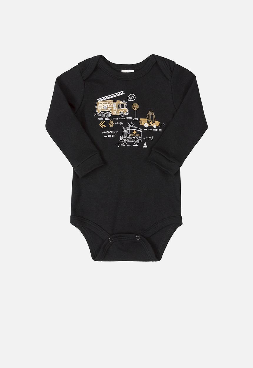 UP Baby - Baby boys truck bodysuit - black