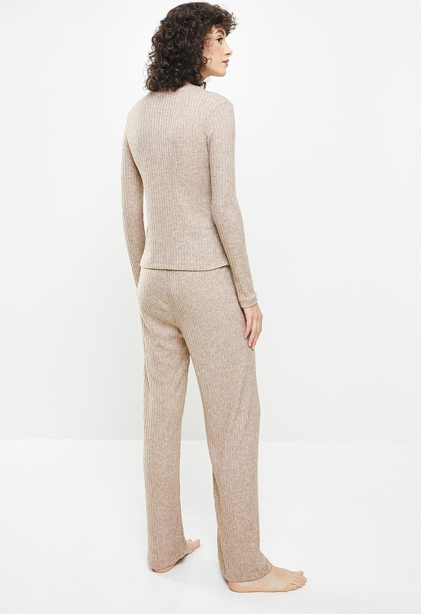 Superbalist - Sleep top & wide leg pants set - stone