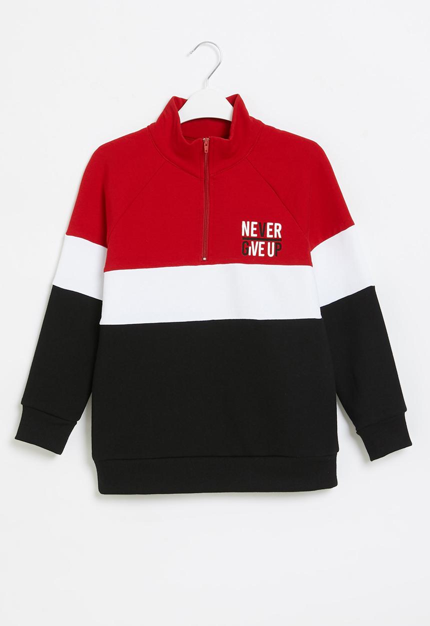 Rebel Republic - Boys 1/2 zip colour block sweatshirt - multi