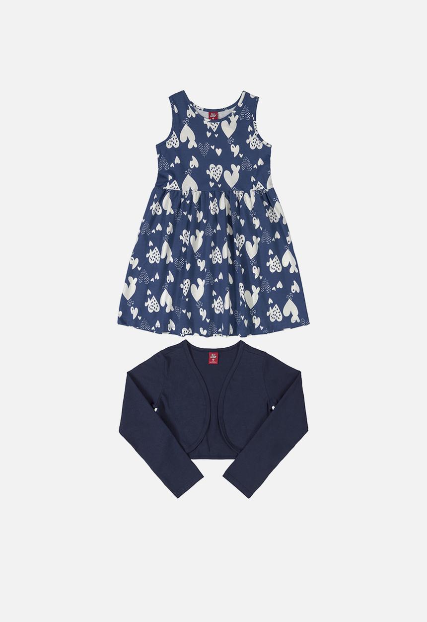 Bee Loop - Girls jersey dress & shrug set - dark blue