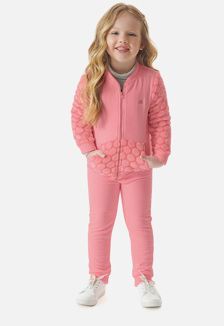UP Baby - Girls polka dot sweat top & sweatpants set - pink