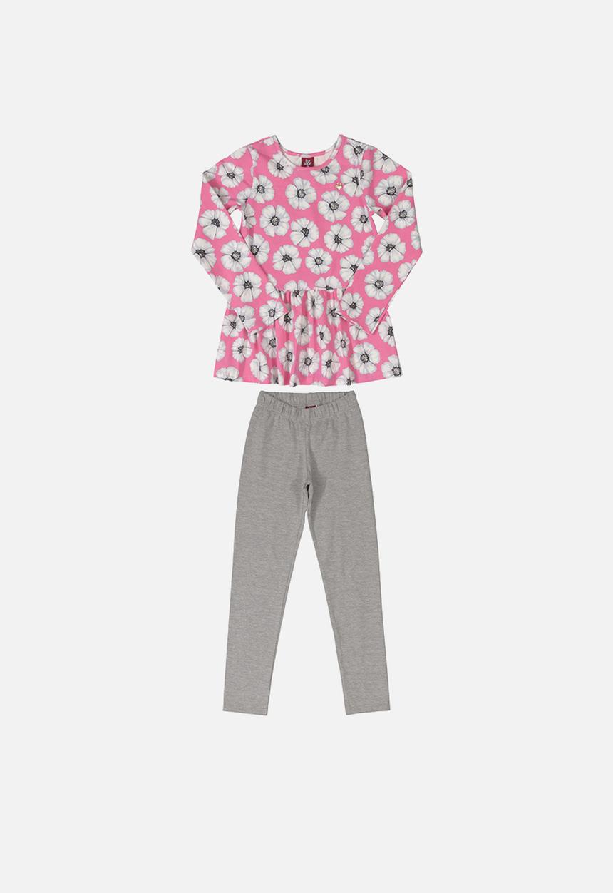 Bee Loop - Girls floral top & leggings set - pink