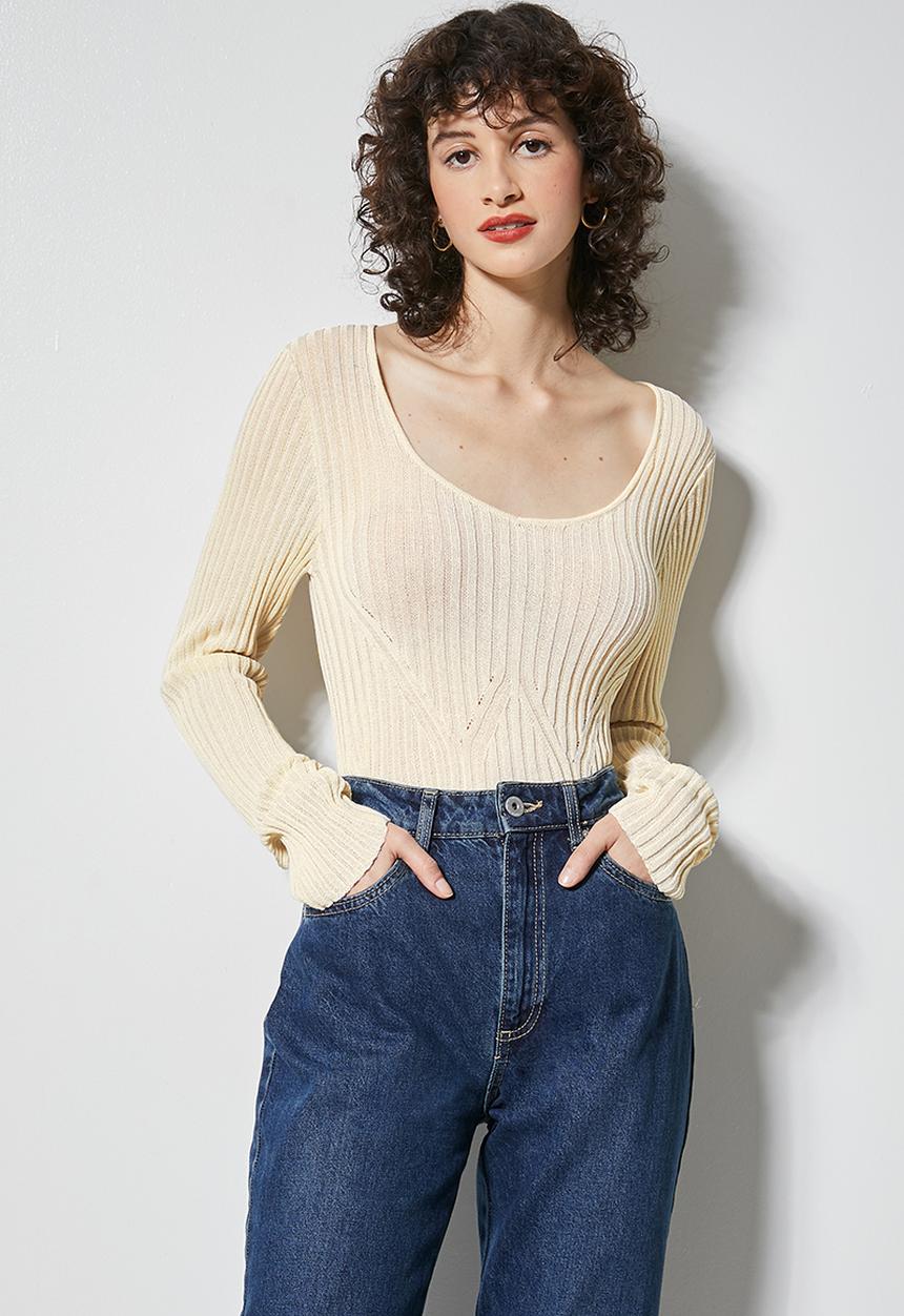 Superbalist - Sweetheart fitted jersey - ecru