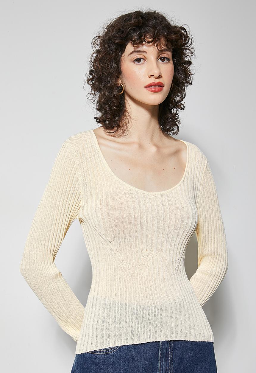 Superbalist - Sweetheart fitted jersey - ecru
