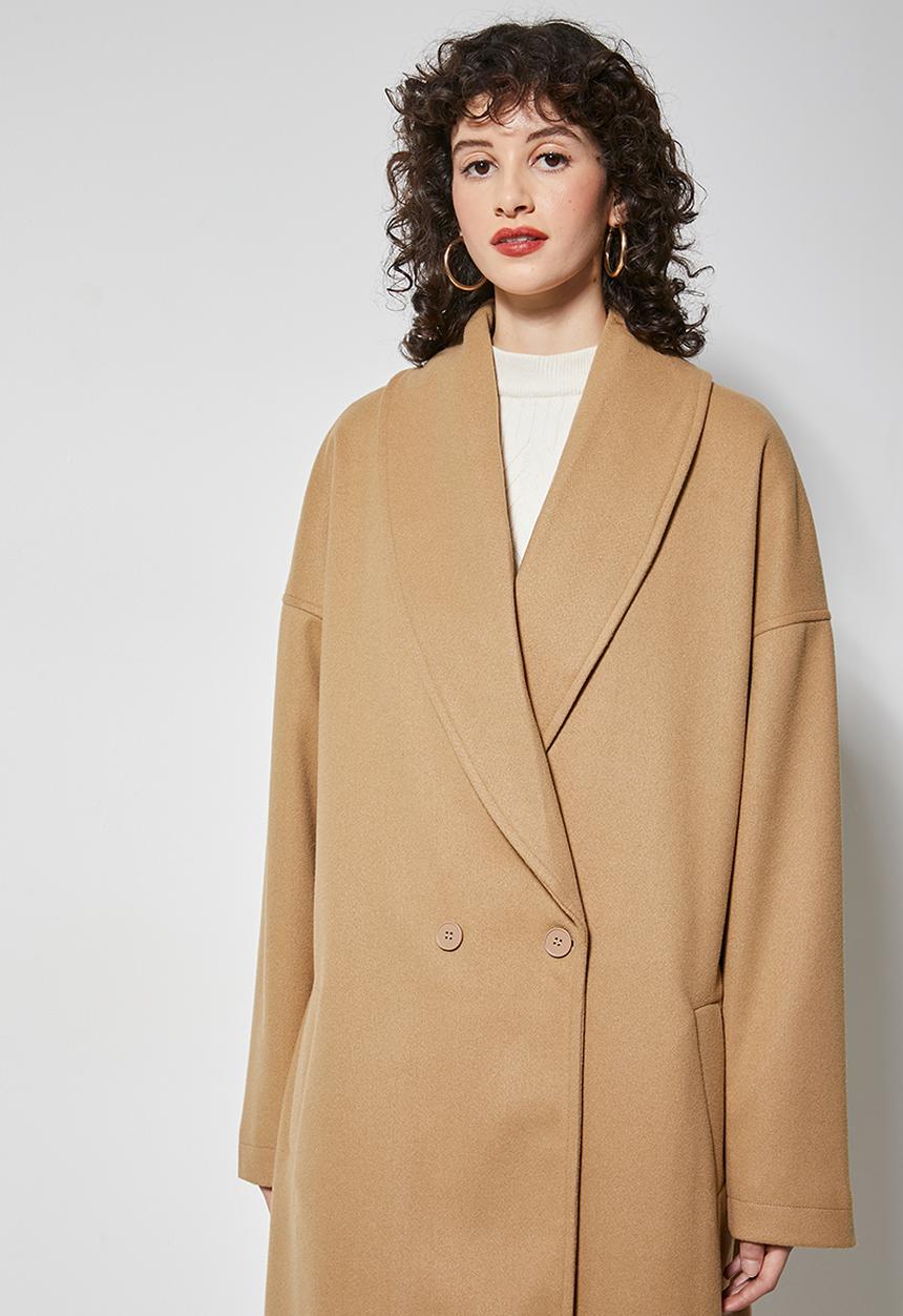Superbalist - Roll collar coat - camel