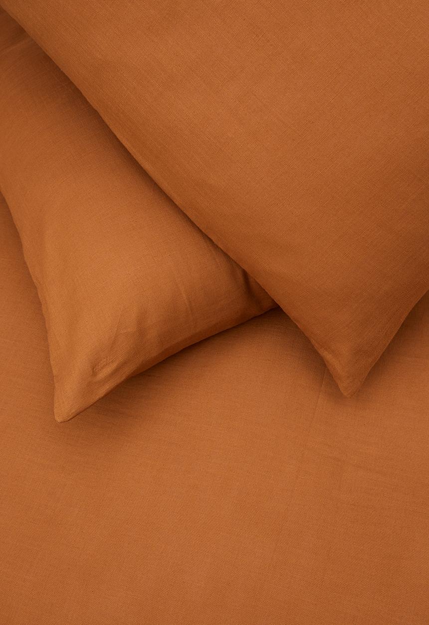 Sixth Floor - 100% Cotton pre-washed linen look duvet cover set - cinnamon