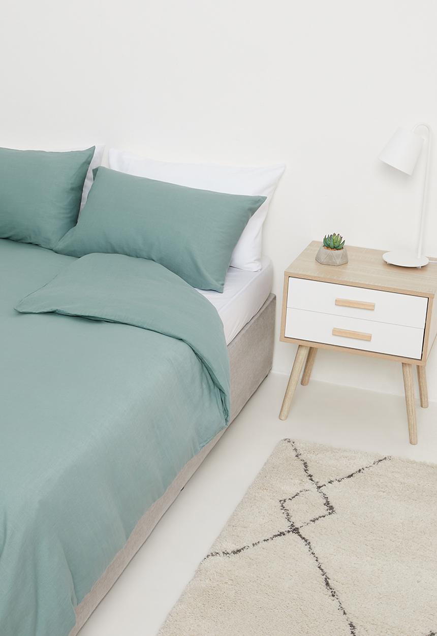 Sixth Floor - 100% Cotton pre-washed linen look duvet cover set - canal blue