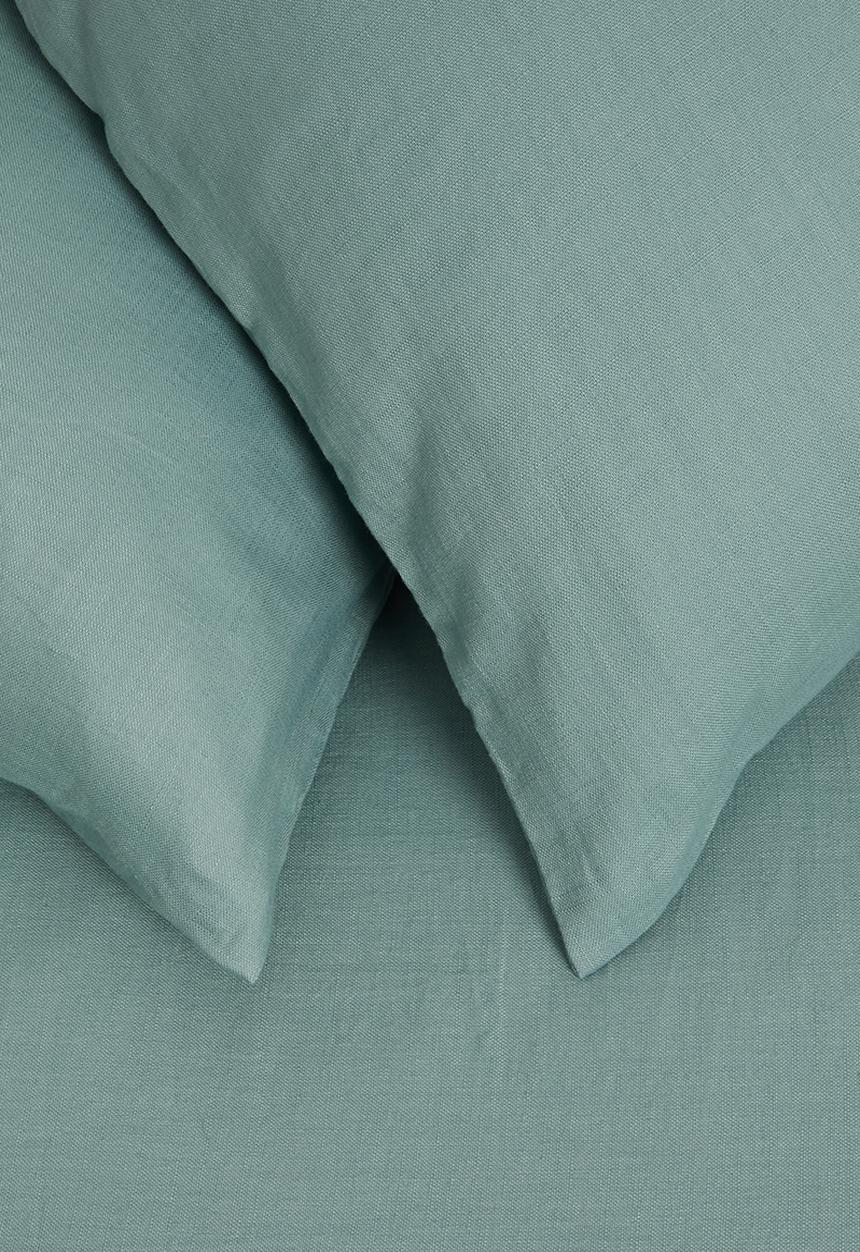Sixth Floor - 100% Cotton pre-washed linen look duvet cover set - canal blue