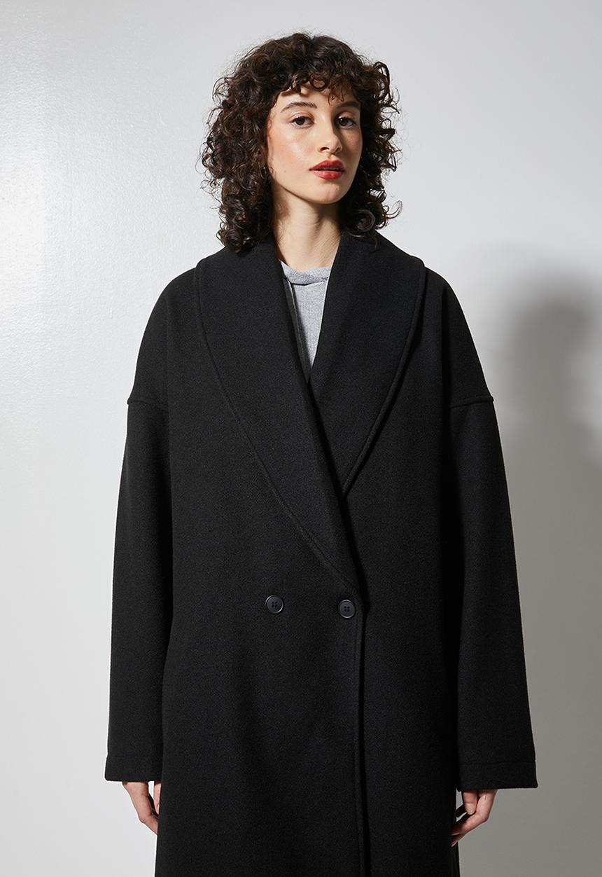 Superbalist - Roll collar coat - jet black