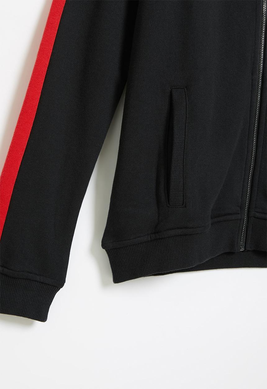 GUESS - Side stripe zip through top - black