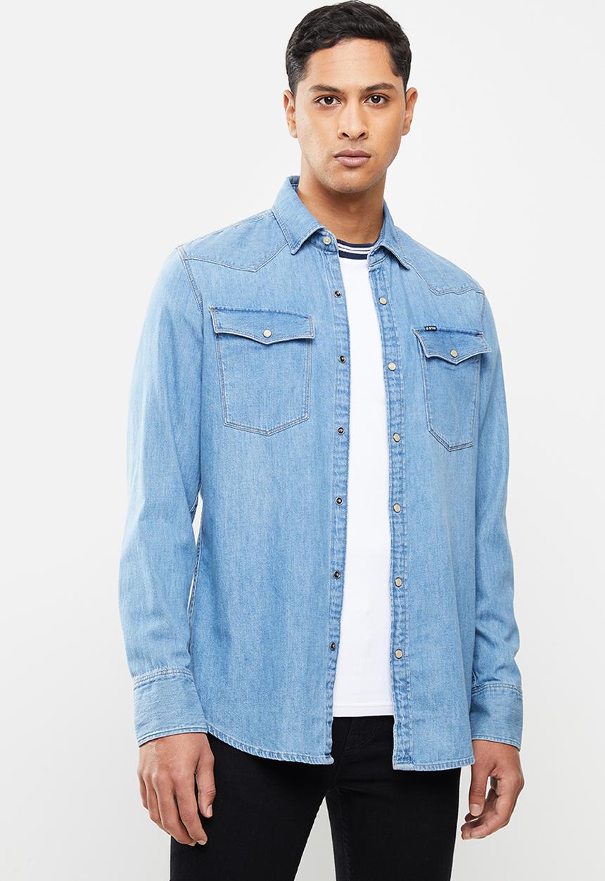 G-STAR - 3301 slim fit long sleeve shirt - blue