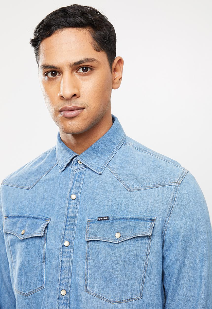 G-STAR - 3301 slim fit long sleeve shirt - blue