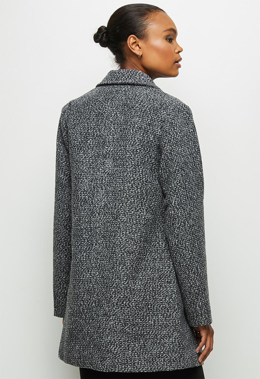 edit - A-line boucle coat - grey