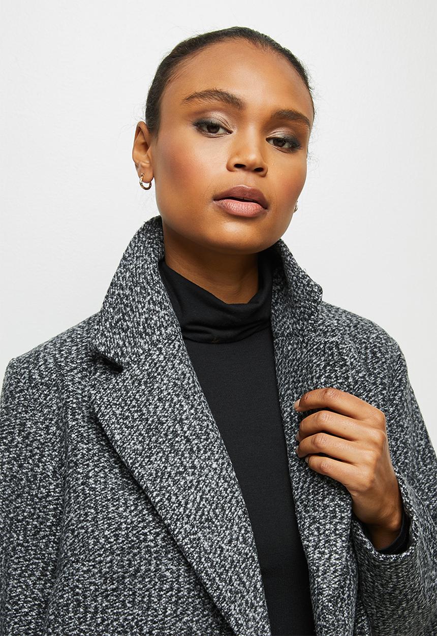 edit - A-line boucle coat - grey