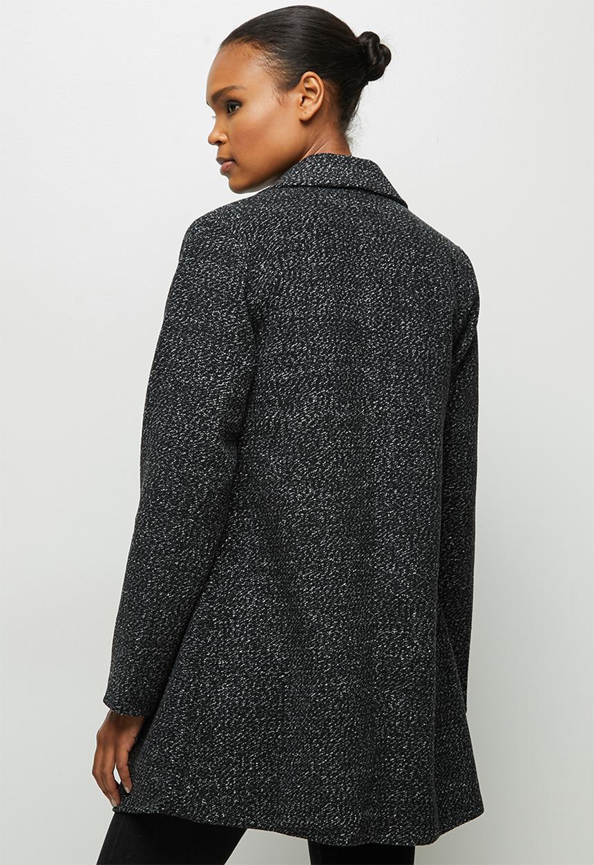 edit - A-line boucle coat - dark grey 