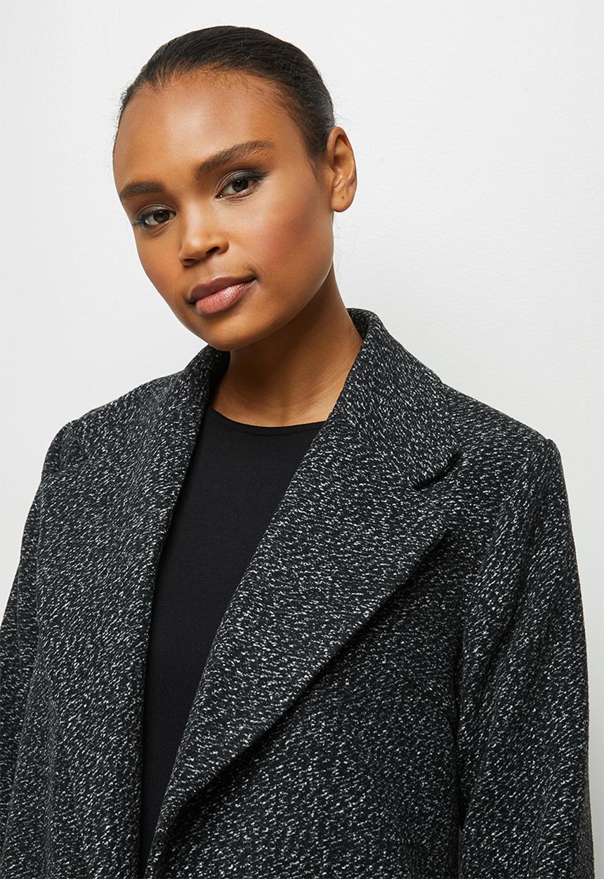 edit - A-line boucle coat - dark grey 