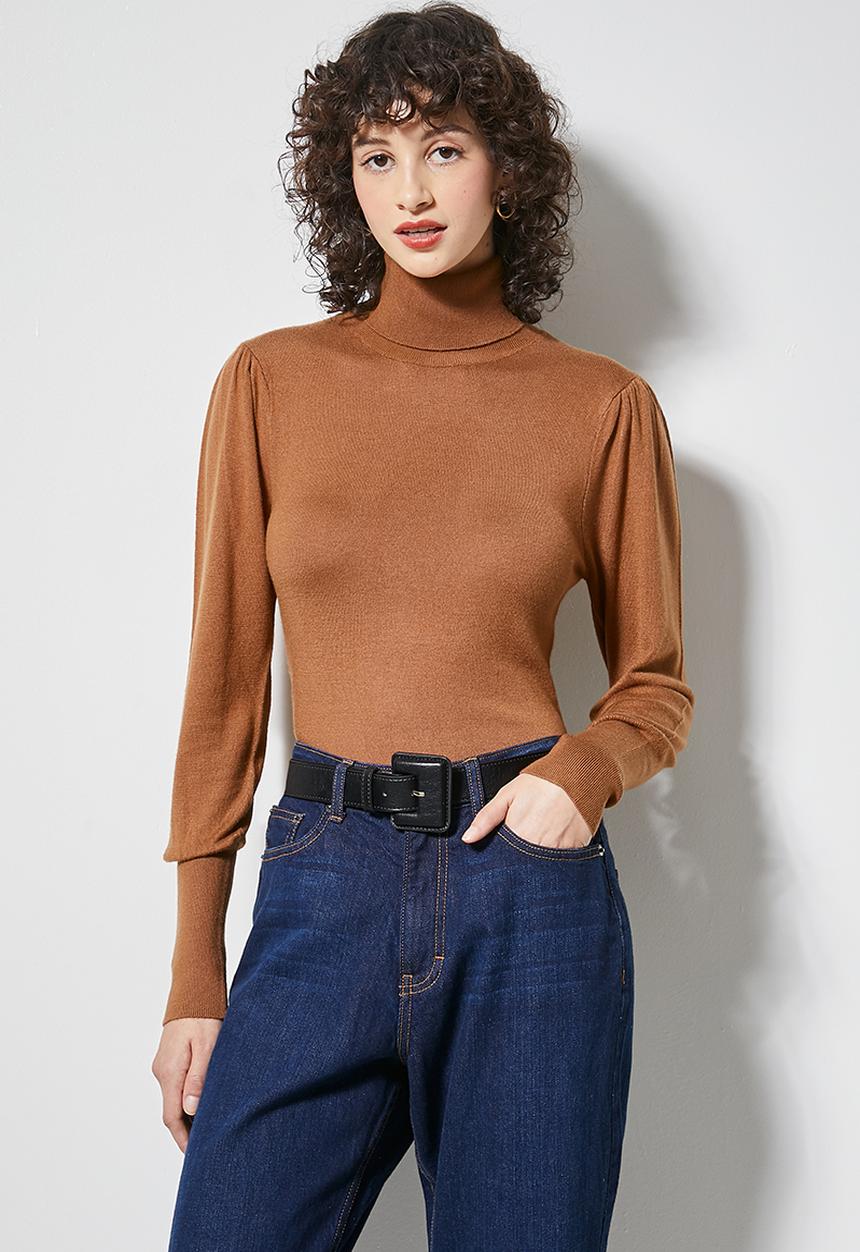 Superbalist - Cuff sleeve turtle neck - tobacco
