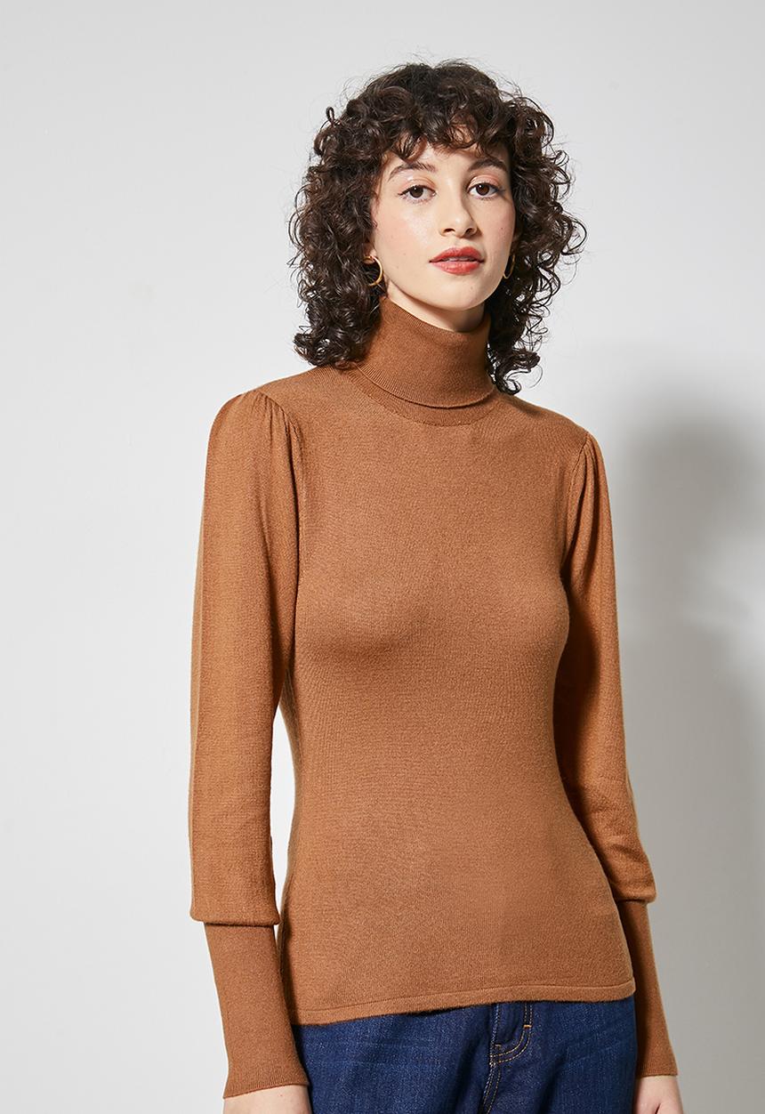 Superbalist - Cuff sleeve turtle neck - tobacco