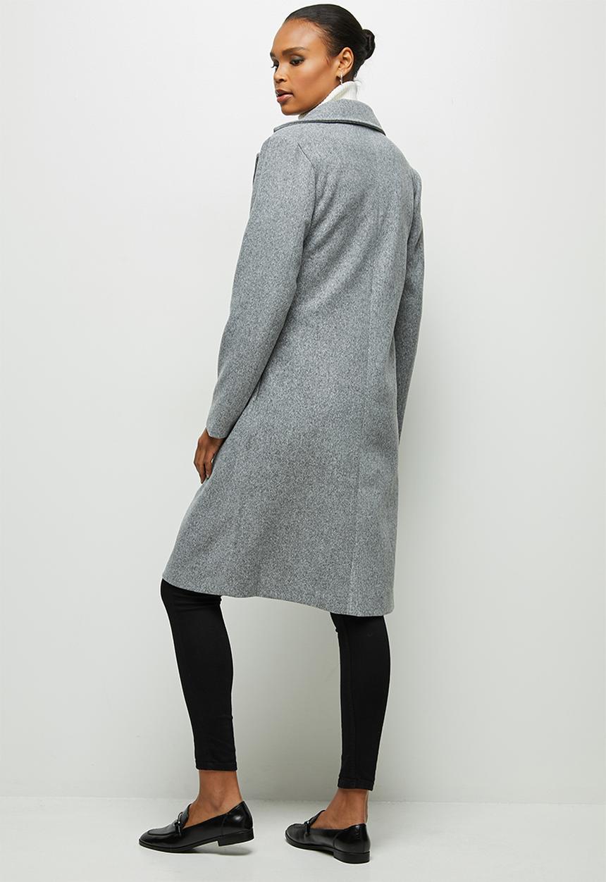 edit - Tie detail long coat - grey 
