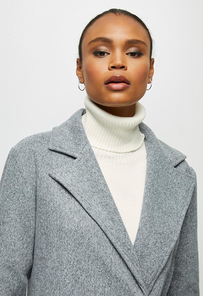 edit - Tie detail long coat - grey 