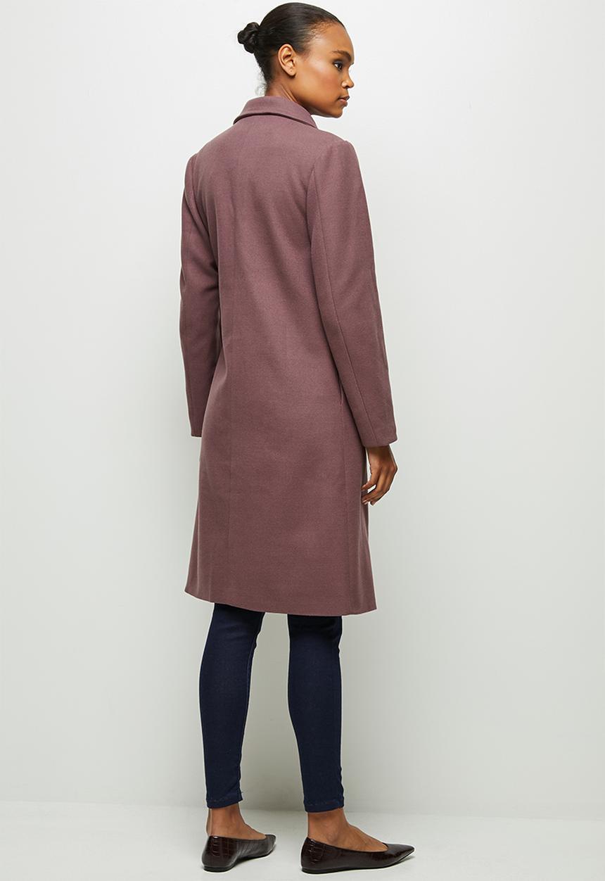 edit - Tie detail long coat - light burgundy 