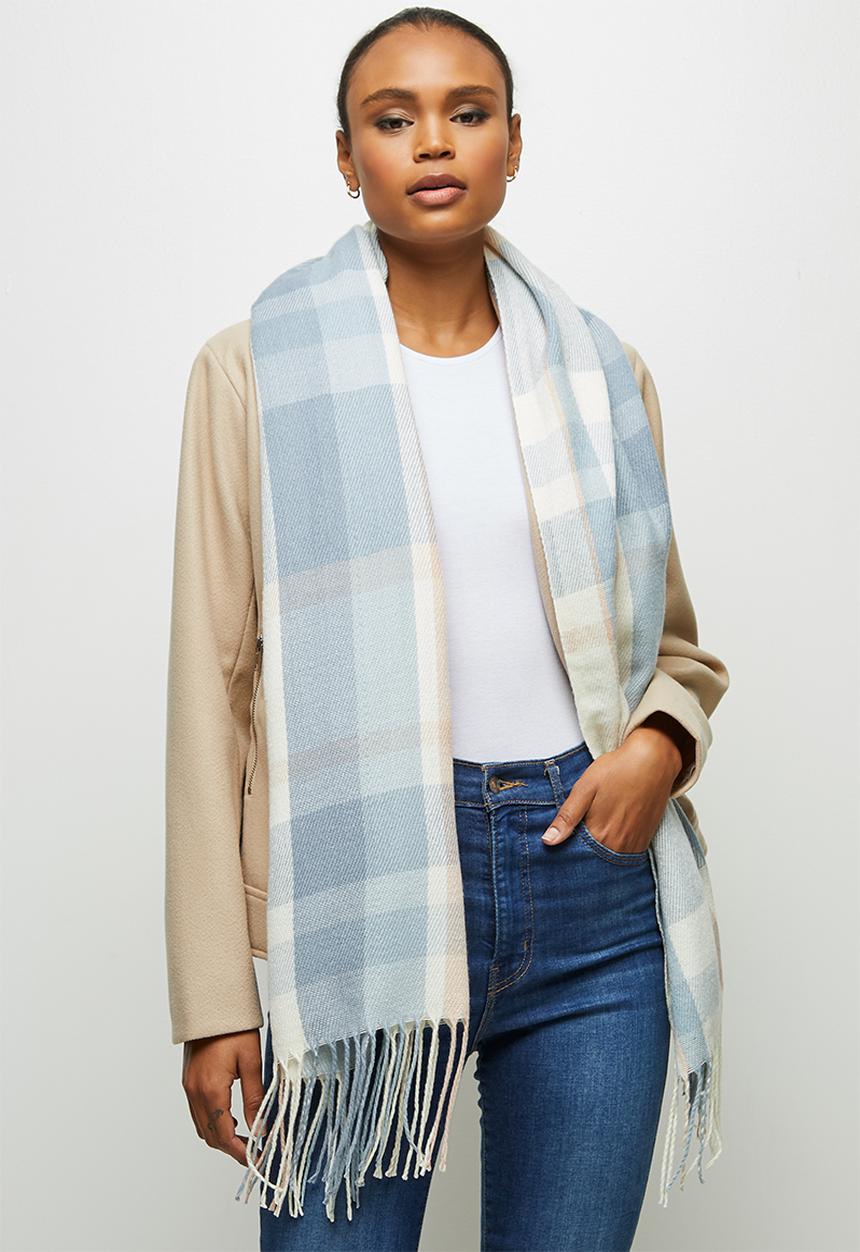 edit - Colourblock fringed scarf - multi
