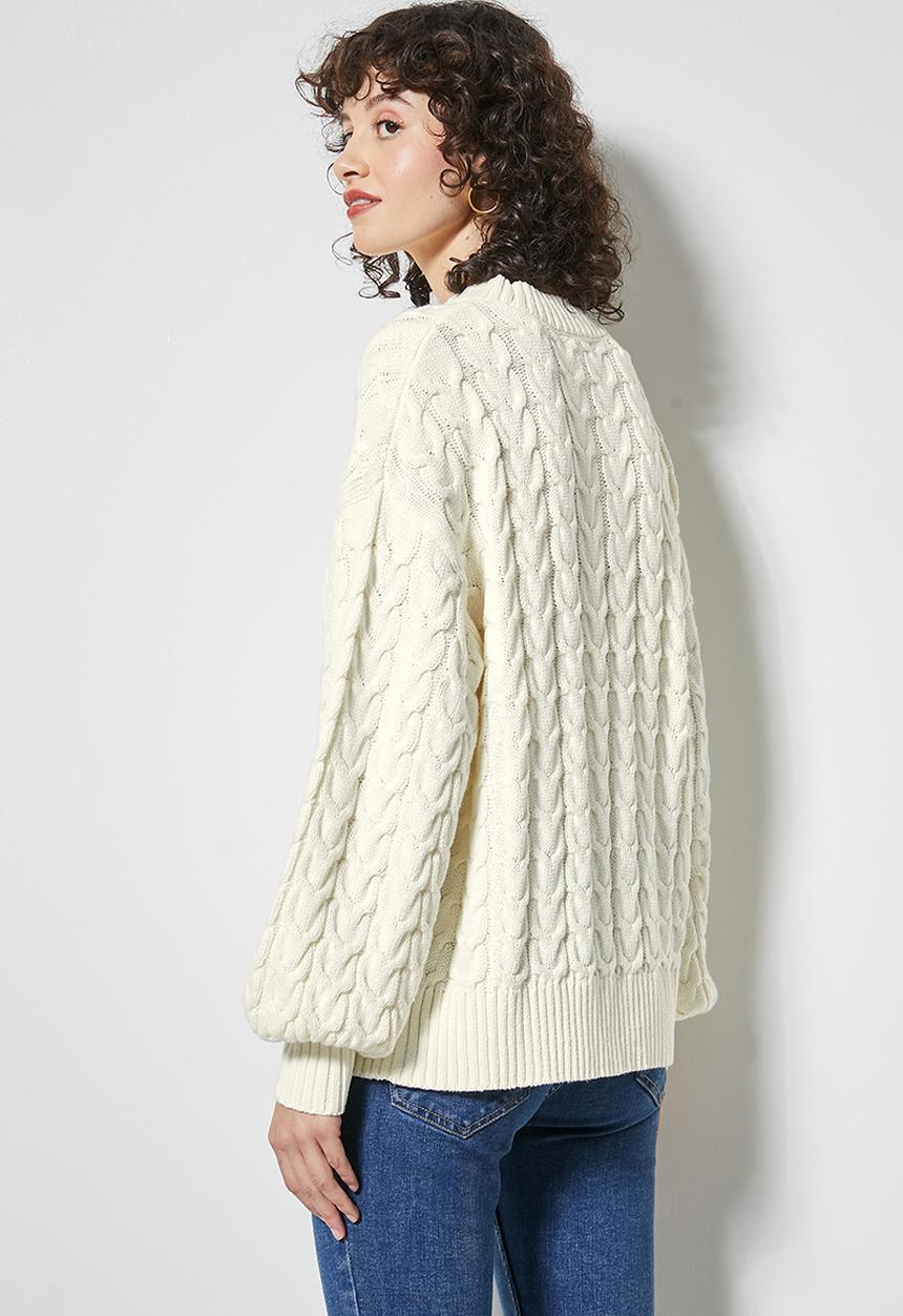Superbalist - Cotton blend cable jumper - ice melange