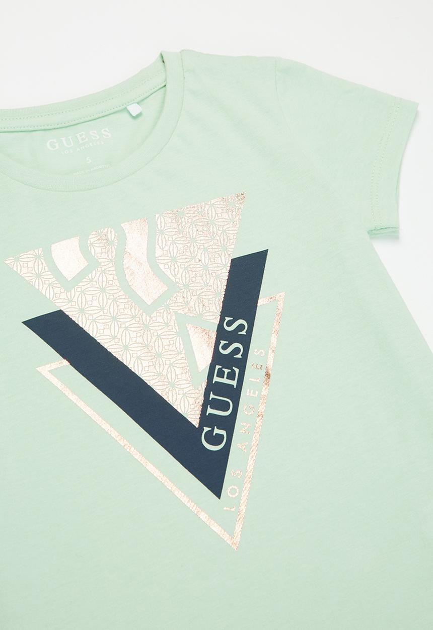 GUESS - Girls short sleeve geometric floral tee - green