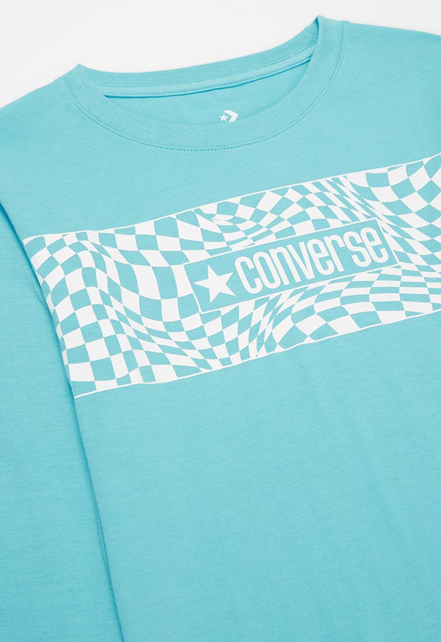 Converse - Cnvb warped checker logo tee - light blue